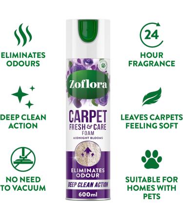 Zoflora Carpet Care Foam 600ml Refresh and Revive Carpets and Upholstery Eliminates Odour Linen Fresh and Midnight Blooms Fragrances pack of 2 - Buy Online on GoSupps.com