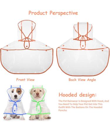 Petcute Waterproof Dog Raincoat with Hood | Transparent Breathable PVC Coat for Medium & Large Dogs - XS Orange - Buy Online on GoSupps.com