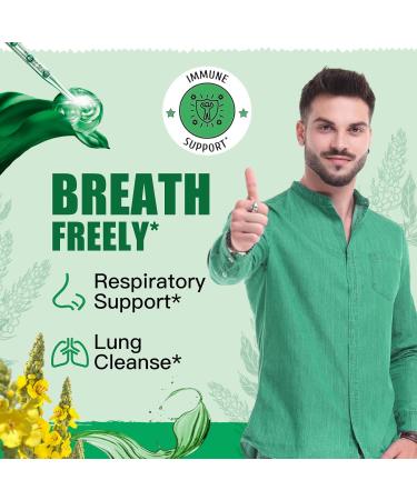 Mullein Drops for Lungs - Organic Mullein Leaf Extract Supplement for Respiratory Health Lung Detox & Bronchial Cleanse (4oz) - Supports Smokers' Lung Health - Buy Online on GoSupps.com