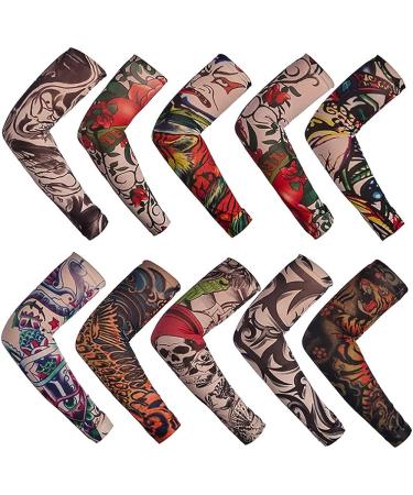Kirozanny 12pcs Art Fake Temporary Tattoo Sun Protection Compression Arm Sleeves - Random Color - Buy Online on GoSupps.com