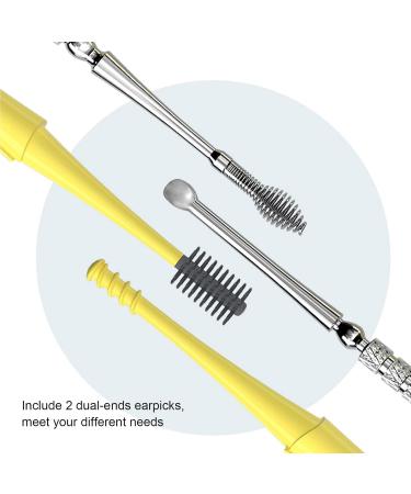 2Pcs/Set Dual-end Ear Pick Set Curette Ear Wax Remover Spiral Spring Earpick Stainless Steel Ear Cleaner - Buy Online on GoSupps.com