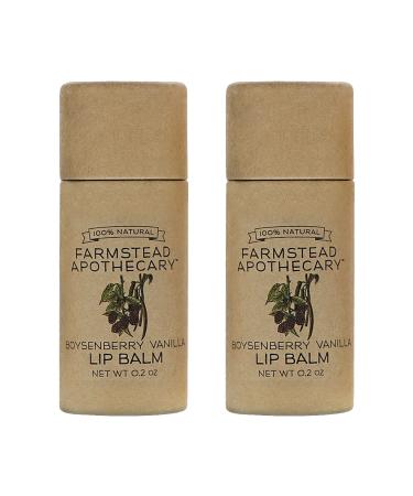 Farmstead Apothecary 100% Natural Lip Balm with Organic Beeswax Organic Shea Butter & Organic Coconut Oil Boysenberry Vanilla 0.2oz (Pack of 2) Boysenberry Vanilla 0.2 Ounce (Pack of 2)