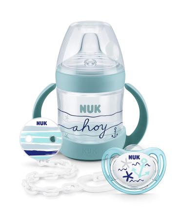 Nuk Nature Sense Beach Set 1 x Nature Sense Drinker bottle 1 x freestyle silicone pacifier 1 x pacifier chain 6-18 months (set of green)