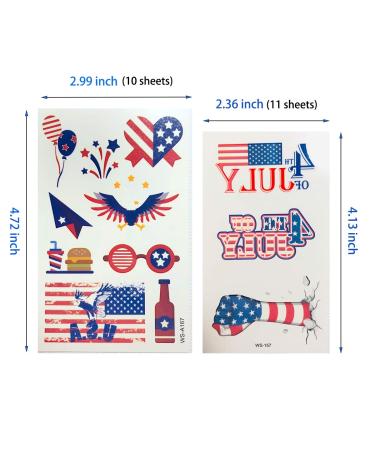 Patriotic Temporary Tattoos - 110 PCS for Adults & Kids | USA Independence Day & Party Supplies - Buy Online on GoSupps.com