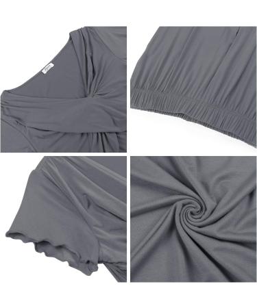 Women's Maternity Pyjama Set | Short Sleeve Tops & Long Pants | Summer Cool Moisture Wicking | XXL Dark Grey - Buy Online on GoSupps.com