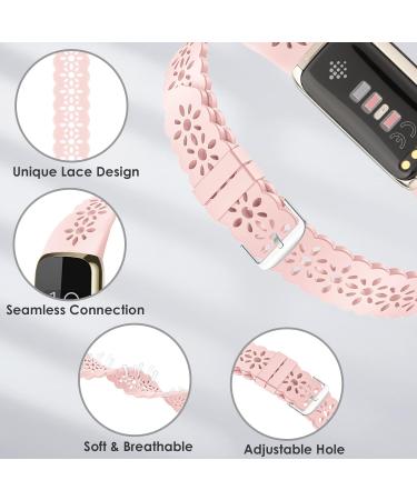 3 Pack Slim Sport Bands for Fitbit Luxe - Soft Silicone Lace Hollow-Out Replacement Wristbands - Breathable & Stylish - Fits 5.6 - 7.1 Wrists - A-BlackWhitePink - Buy Online on GoSupps.com