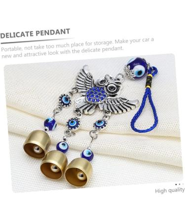 DOITOOL 1pc Owl Pendant Home Accents Decor Car Decoration Hanging Home Wall Ornament Beadwork Devil Eye Yoga Blue 25x6.8cm - Buy Online on GoSupps.com