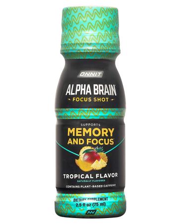 Onnit Alpha BRAIN Focus Energy Shot Supplement - Tropical Fruit, 2.5 fl oz (6 ct) - Boost Energy, Mood, and Brain Function - Buy Online on GoSupps.com