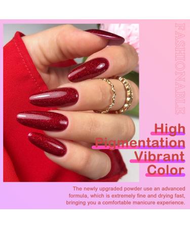 REDNEE 33 Pcs Fast Dry Dip Powder Nail Starter Kit - 24 Colors Gray Silver Sparkle Acrylic Dipping System with Base & Top Coat - RE13 Red, Pink, Purple - Buy Online on GoSupps.com