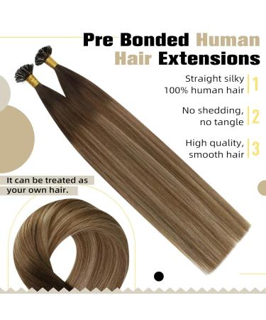 UGEAT Real Hair Balayage Extensions - Brown Chocolate Ombre U Tip Keratin 40 cm (16 inch) - 50g 50 Pieces #4/10/16 - Buy Online on GoSupps.com