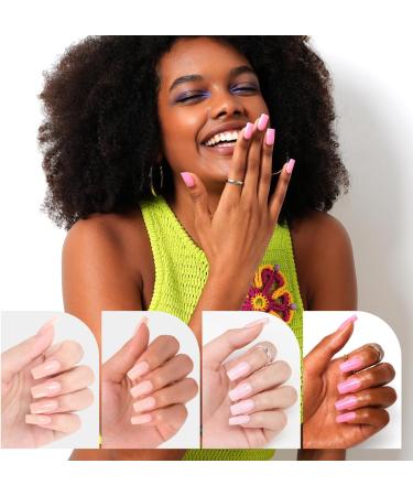 Colored Gel Square Nail Tips - 96Pcs Nude and Pink Short Length Gelike EC 4 in 1 X-coat Tips | Soft Gel Nail Extensions - Buy Online on GoSupps.com