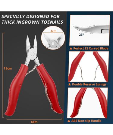 Professional Podiatrist Toenail Clippers for Thick, Ingrown Nails Heavy Duty Red Nail Clipper Kit for Men, Women, Elderly - Toenail Treatment Tools - Buy Online on GoSupps.com