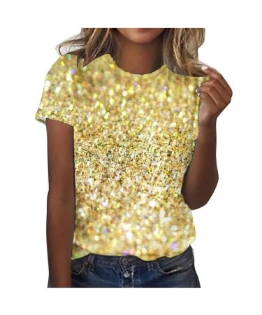 Genetic T-shirt for women casual T-shirts short-sleeved blouse tunic summer casual vacation loose tea tops with sweet print oversize women t shirt with V neckline women white working shirt women yellow xxl