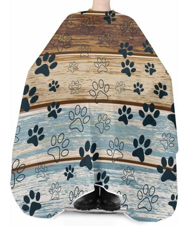 Shop Black Paw Print Barber Cape - Stylish Hair Cutting Cape for All Ages | Adjustable Neckline 55x63 Inch Perfect for Pets & Professionals - Buy Online on GoSupps.com