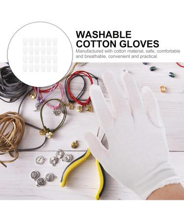 IWOWHERO 12 Pairs Washable Cotton Gloves Gloves Stretchable Lining Gloves Jewelry Inspection Gloves Jewelry Cotton Gloves Glove Liners Silver Inspection Thicken Miss Hand Cover White 21x11x7cm - Buy Online on GoSupps.com