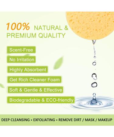 100% Natural Compressed Cellulose Facial Sponges - Reusable Bigger / Thicker Spa Pads for Face Deep Cleansing and Exfoliation - 20Pcs - Buy Online on GoSupps.com
