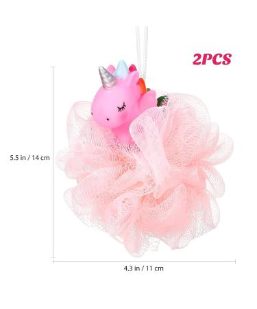 Lurrose 2pcs Unicorn Shower Loofah Exfoliating Mesh Shower Ball Pouf Set for Kids - Body Cleaner and Deep Cleaning Bath Sponge - Buy Online on GoSupps.com