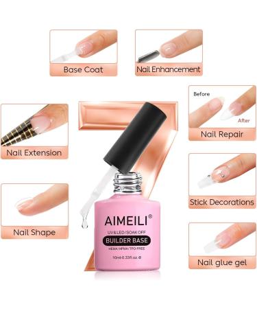 AIMEILI 7 in 1 Builder Base & No Wipe Top Coat: Strengthening Gel for Long-Lasting Nails - 2x10ml - Buy Online on GoSupps.com