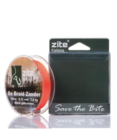 Zite Fishing 8X Braided Fishing Line Braided Line 8-Braid Perch Zander Pike Fishing Round Braided 155m Orange