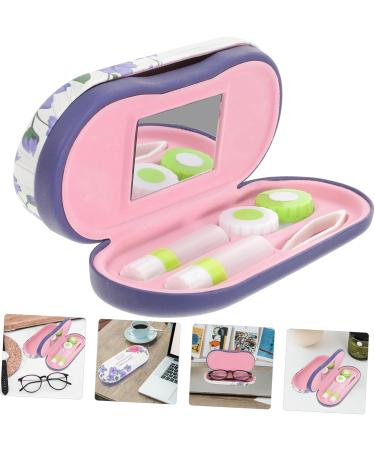 Solustrie Pink Double-Layer Glasses Case for Women | Stylish Leather Sunglasses & Lens Holder | Travel Tweezers Included | Durable Violet PU Design - Buy Online on GoSupps.com