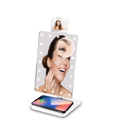 Vivitar Makeup Mirror 10x Magnification with Bluetooth Speakers and Qi Wireless Charging