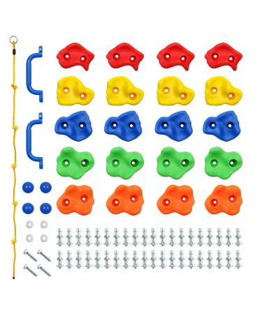 Rainbow Craft DIY Monkey Rock Climbing Holds for Kids - Wall Climbing Rocks of 20pc Rock Wall Holds, 2pc Handles & 1pc 8ft Knotted Climbing Rope - Kids Rock Climbing Holds Rock Wall Climbing Kit - Buy Online on GoSupps.com