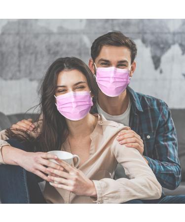 CB-Beautiful 100 Pcs Pink Disposable 3 Ply Earloop Face Masks for Adults - Buy Online on GoSupps.com