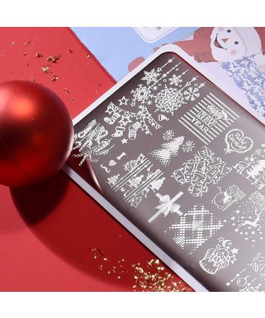 Christmas Nail Art Stamping Plates - Snowflakes Snowman Santa Image Templates Kit - Buy Online on GoSupps.com