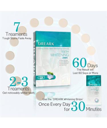 DREARK Teeth Whitening Strips Kit for Sensitive Teeth - 7 Treatments for Whiter Teeth in 7 Days - Removes Stains from Coffee, Soda, Wine - Peppermint Flavor - 14 Strips - Buy Online on GoSupps.com