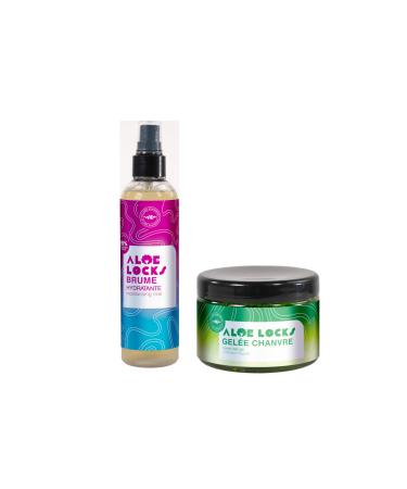 Aloe Locks | Moisturizing Mist 250ml + Protective Fixing Hemp Jelly 300ml | Soothes itchy scalp | Shape & Style your locks, braids and curls | Made in France