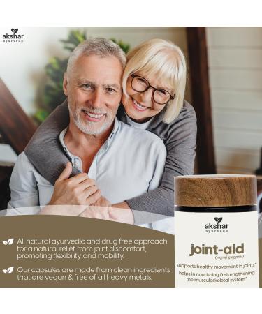 Akshar Ayurveda Joint Aid - Vegan Herbal Joint Support Supplement for Knee Back & Hands Mobility Relief - 60 Capsules - Buy Online on GoSupps.com