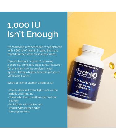 BrainMD Vitamin D3 5000 - High Potency Cholecalciferol Softgels - Gluten Free - 100 Servings - Buy Online on GoSupps.com