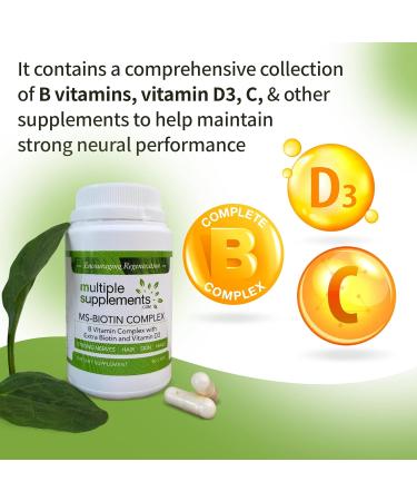 Biotin Supplement 75000mcg - 90 Capsules for Hair, Skin, and Nails - With Vitamin D3 for Nervous System Support - Buy Online on GoSupps.com