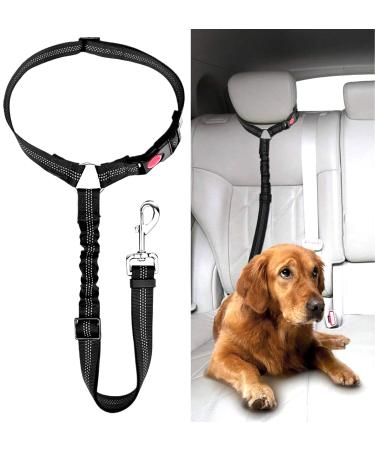 Adjustable clipping belt dog car headrest safety harness Dog dog seat belt dog cliffs with an elastic for small dogs medium-sized puppy black - Buy Online on GoSupps.com