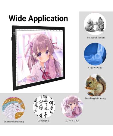 RTjoy A4 LED Light Pad | USB Powered Drawing Board with Adjustable Brightness | Ideal for Diamond Painting, Weeding Vinyl, and More | Black A4 Light Pad - Buy Online on GoSupps.com