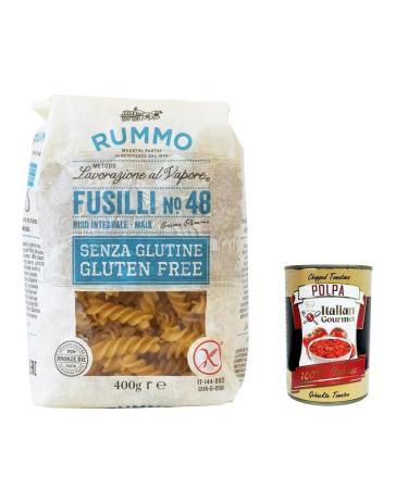 Italian Gourmet E.R. Rummo Pasta Fusilli N 48 senza Glutine gluten-free 100% Italian gluten-free pasta 400g + Italian Gourmet polpa 400g