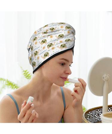 Hair Towel Wrap - Quick Drying Hair Turban with Button | Sea Turtle Design | Perfect for Fast Hair Drying - Buy Online on GoSupps.com