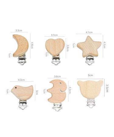 Gamital 6-Piece Pacifier Clip Set | Metal & Wood Infant Nipple Holders | Baby Pacifier Chains & Closures - Buy Online on GoSupps.com