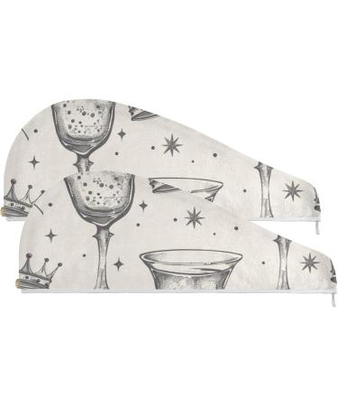 Super Absorbent Glass and Crown Hair Towel 2 Pack | Quick Dry Turbans & Head Towels for Women & Girls - Buy Online on GoSupps.com