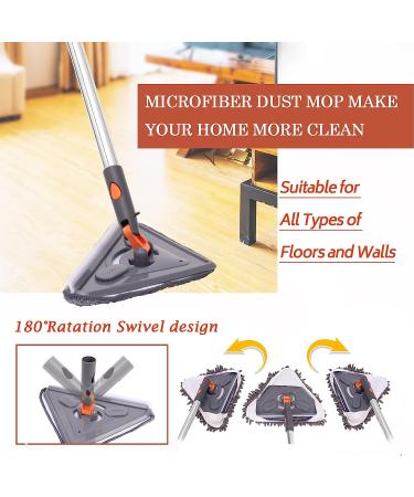 Wall Cleaner Mop with Long Handle - Ceiling, Baseboard, Window, Floor Duster - 6 Replacement Pads, Squeegee - Extension Pole 39 to 85 - Gray - Buy Online on GoSupps.com