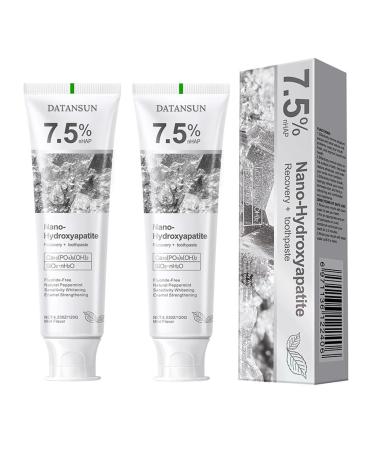 2PCS 7.5% Hydroxyapatite Toothpastes Remineralize Fluoride-Free Stain Removal Daily Use for Oral Health Gentle Mint