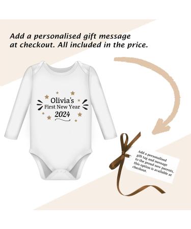 Personalised My First New Year Baby Outfit | Gender Neutral 6-9 Months Long Sleeve Vest | Unisex Baby Clothes and Gifts - Buy Online on GoSupps.com