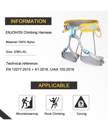 Enjohos Climbing Belt - Fall Protection Safety Waist Strap for Mountaineering & Outdoor Sports (Gray Yellow) | Half-Body Hip Protection - Buy Online on GoSupps.com