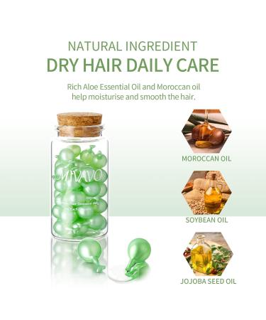 MIVAVO Keratin Hair Treatment Capsules for Dry and Damaged Hair - Ideal for Post-Dye Care | Exquisite Glass Bottle Packaging | 36 Capsules (Green) - Buy Online on GoSupps.com