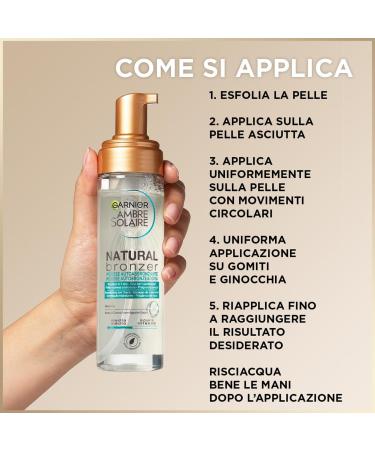 Garnier Ambre Solaire Self-Tanning Mousse - Natural Bronzer for Face & Body Vegan Formula with Coconut Water Lasts Up to a Week - Buy Online on GoSupps.com