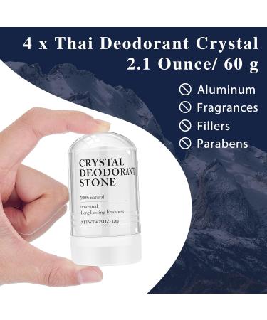 4 Pcs Natural Crystal Deodorant Stone - Unscented Long Lasting Deodorant Stick for Women Teens & Men - 100% Thai Crystal Travel Size 2.1 Ounce - Buy Online on GoSupps.com