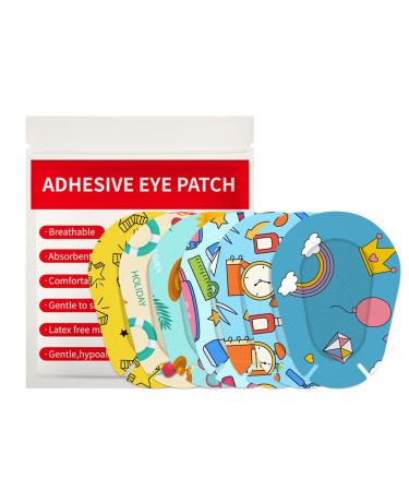 100pcs Kids Adhesive Eye Patches Disposable Eyepatch Breathable Eye Pad Adhesive Bandages for Toddlers Teens Girls Boys 7 Styles