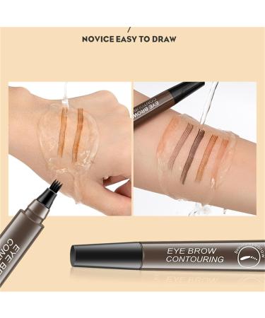 2Pcs Magical Precise Waterproof Natural Microblading Eyebrow pen with 4 Fork Tip Pencil Natural Looking Brows Effortlessly and Stays on All Day-Gray brown - Buy Online on GoSupps.com