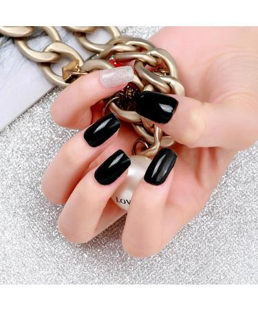 Semi Cured Gel Nail Strips - 20pcs Gel Nail Wraps - Glitter Black Mix Color Long Lasting Gel Nail Polish Strips Manicure Set Stickers with UV Light Required (Glitter Black) - Buy Online on GoSupps.com