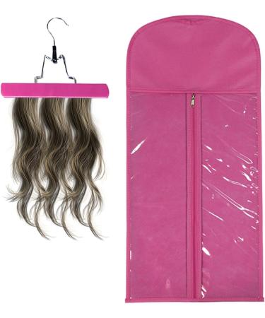 Vriusi Wig Bag with Hanger | Hair Extension Storage Hair Travel Extensions Bag with Hanger Hair Extension Storage Bag Portable Wig Bag for Store Style Human Hair Hot Pink - Buy Online on GoSupps.com